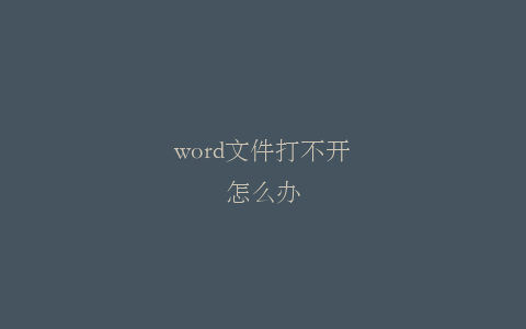 word文件打不开怎么办