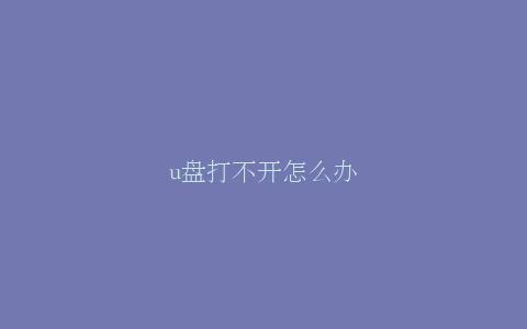 u盘打不开怎么办